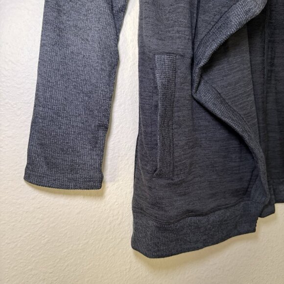 Athleta Blissful Open Front Hooded Cardigan Wrap Gray Sweater Womens Small - Picture 3 of 7
